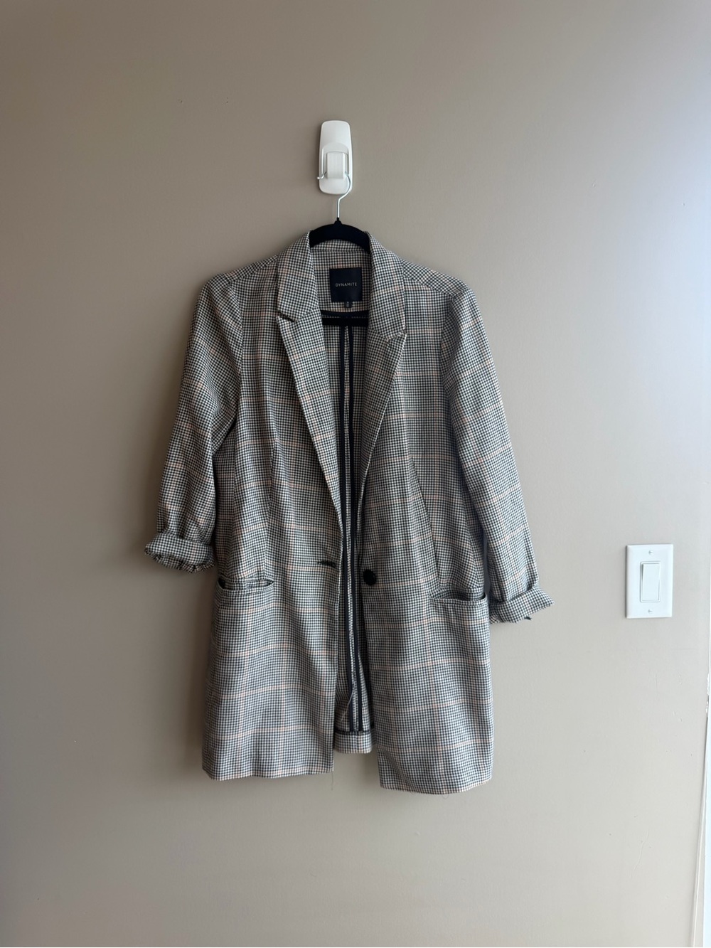 Dynamite Plaid Longline Blazer Jacket